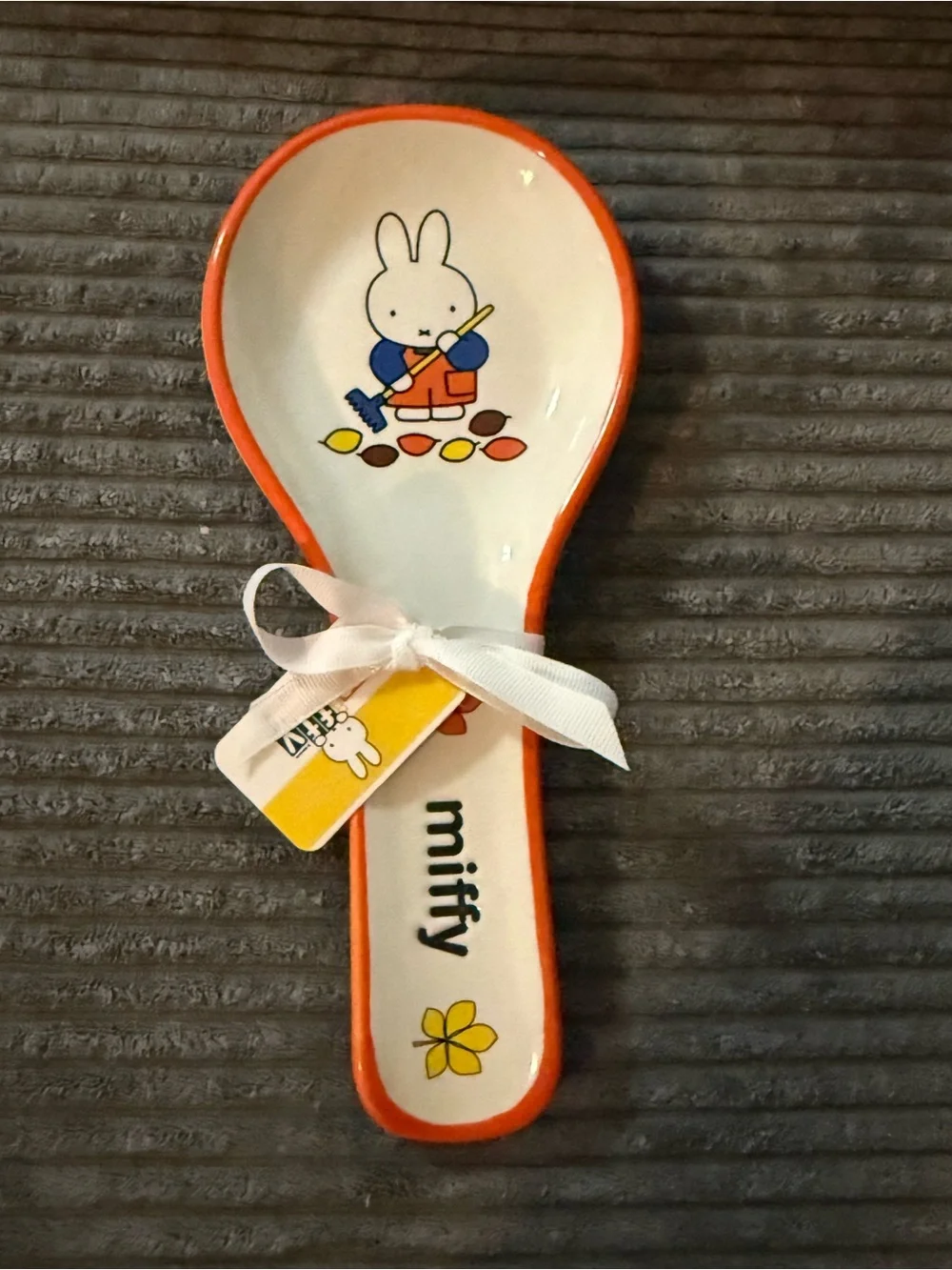 miffy White Ceramic Spoon Rest w/ Orange Accents- Fall Themed- NWT
